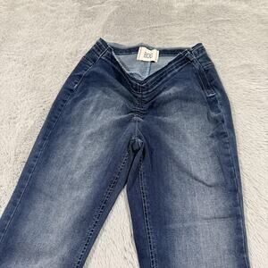 BDG Jeans Womens 27 Blue Flare Ruched Draped Vintage Wash High Rise Denim Pants